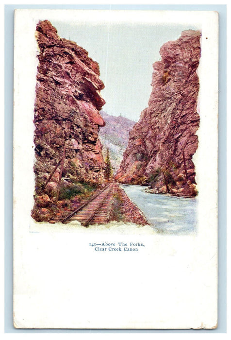 1913 Above The Forks Clear Creek Canon Idaho Springs Colorado CO Postcard