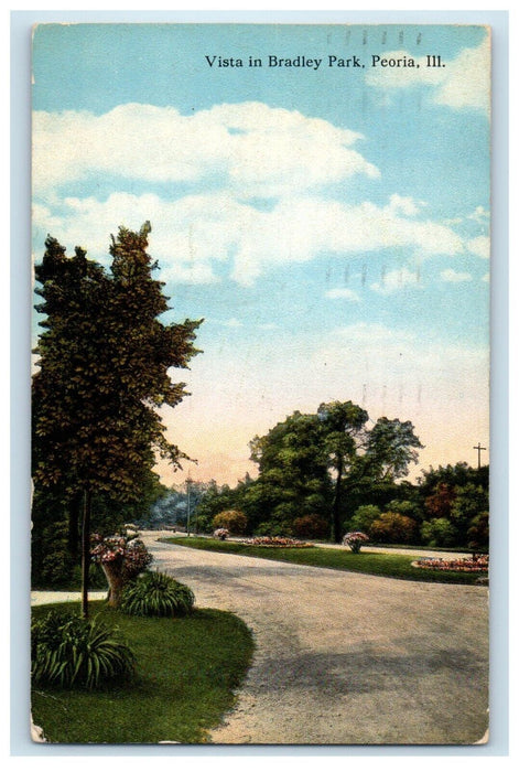 1918 View Of Vista In Bradley Park Peoria Illinois IL Posted Antique Postcard