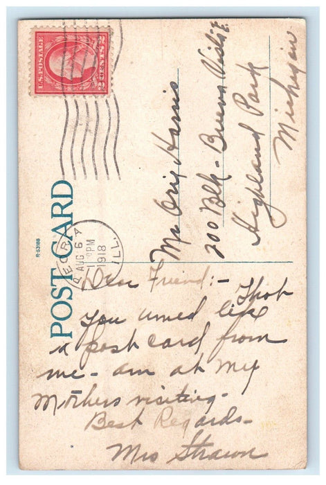 1918 View Of Vista In Bradley Park Peoria Illinois IL Posted Antique Postcard