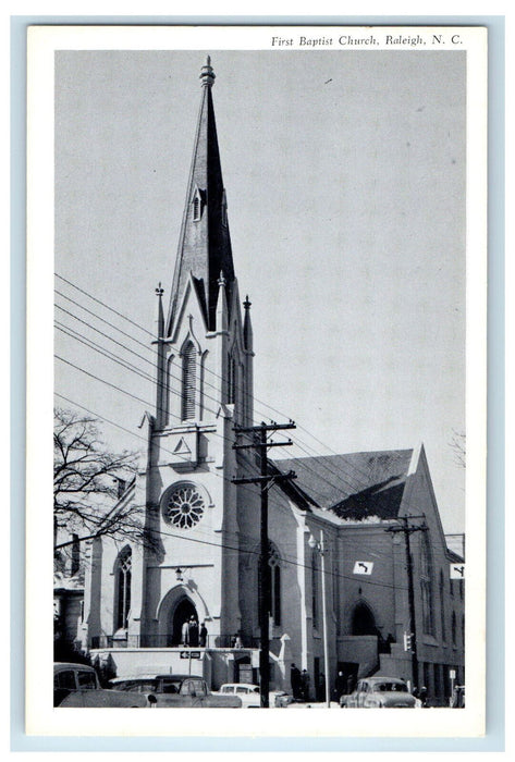 c1940s First Baptist Church, Raleigh North Carolina NC Unposted Postcard