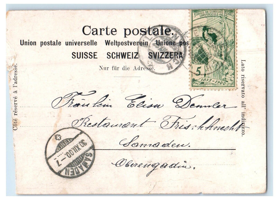 1900 Gruss Aus Bleienbach Switzerland Multiview Art Nouveau Stamp Postcard