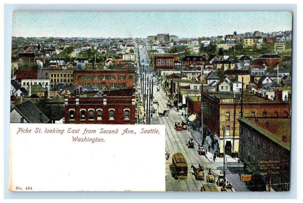 View Of Picke St. Looking East From Second Avenue Seattle Washington WA Postcard