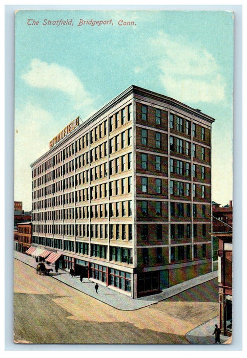 c1910's The Stratfield Building Street View Bridgeport Connecticut CT Postcard