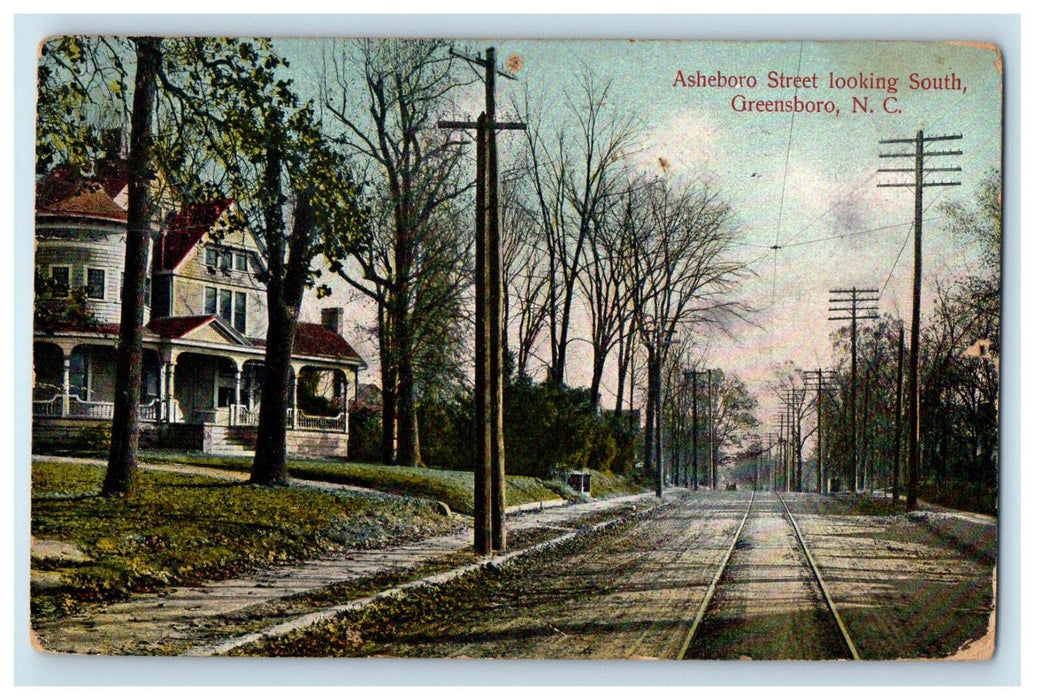 1910 Asheboro Street Looking South Greensboro North Carolina NC Postcard