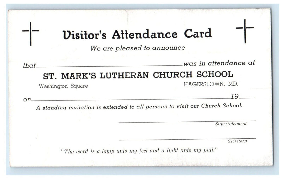 Hagerstown Maryland MD, St. Mark's Lutheran Church School Street View Postcard