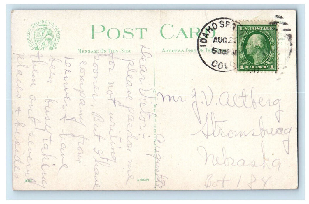 c1910 Pike's Peak and Antlers Hotel By Moonlight Colorado Springs CO Postcard