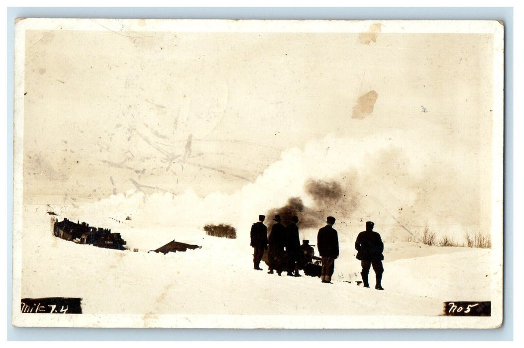 1916 Locomotive Train Through Snow No. 1560 Idaho ID RPPC Photo Antique Postcard