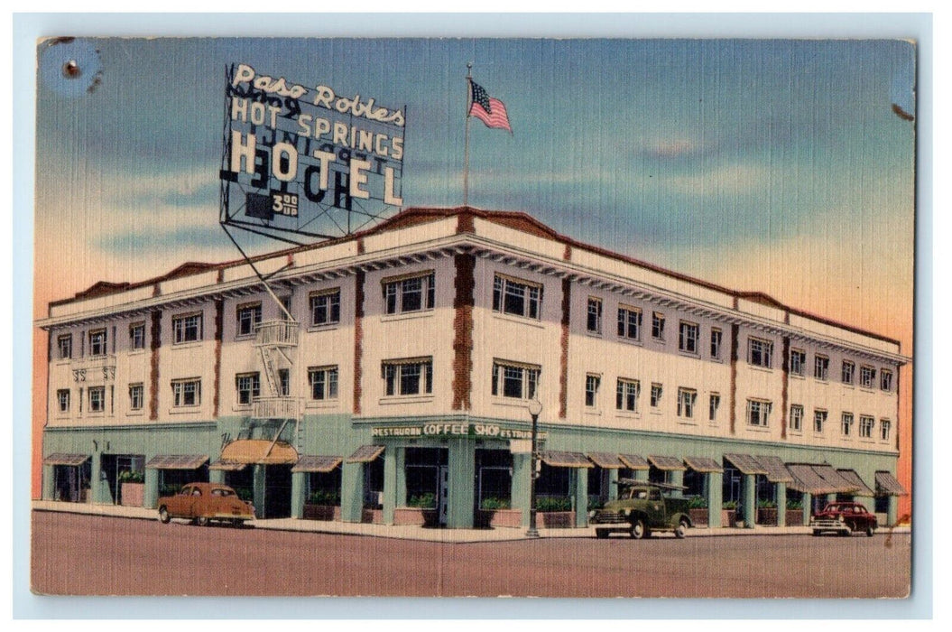 Paso Robles Hot Spring Hotel Restaurant Coffee Shop San Francisco CA Postcard