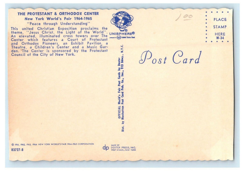 c1960s Protestant and Orthodox Center World's Fair in New York NY Postcard