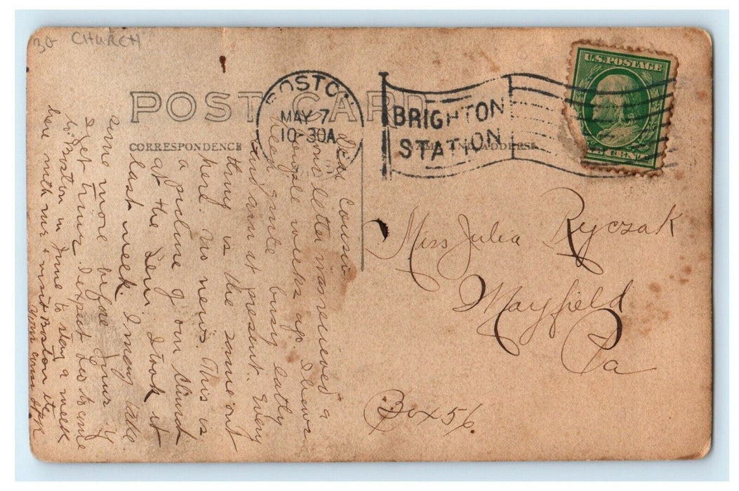 c1910's Old Church View Boston Massachusetts MA RPPC Photo Antique Postcard
