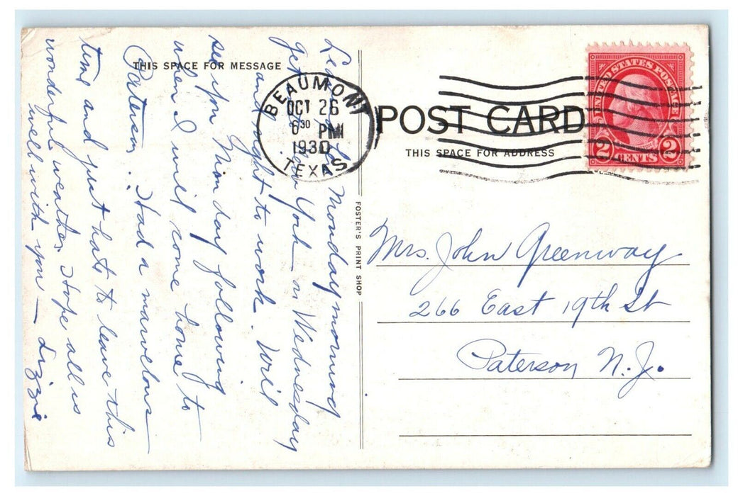 1930 The Y.M.C.A Building Street View Cars Beaumont Texas TX Vintage Postcard