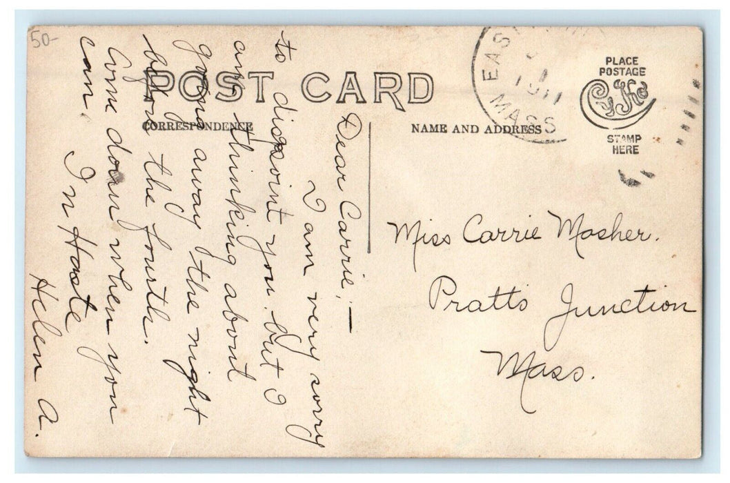 1911 Mechanic Hall And School Eastham Massachusetts MA RPPC Photo Postcard