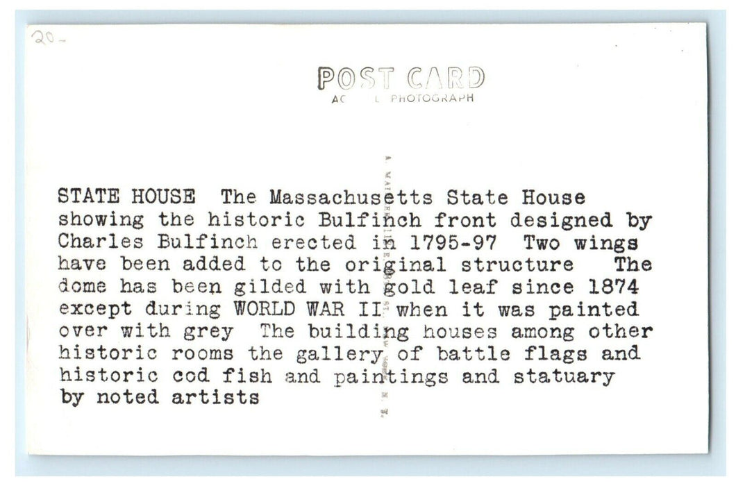 c1905 State House Building Boston Massachusetts MA RPPC Photo Antique Postcard