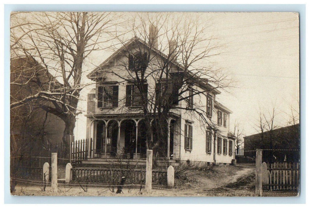 1908 View Of Victorian House Quincy Massachusetts MA RPPC Photo Postcard