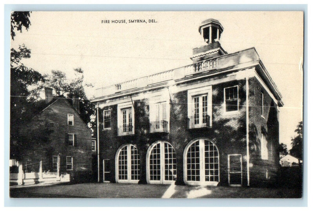 c1930's View Of Fire House Smyrna Delaware DE Unposted Vintage Postcard