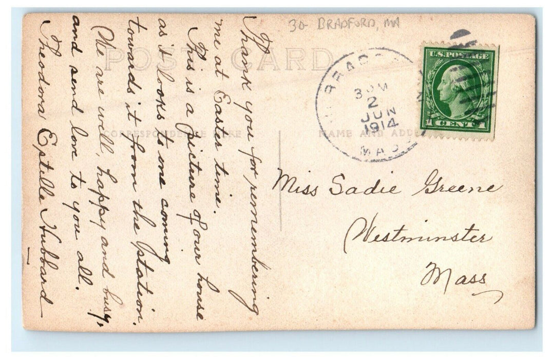 1914 Victorian House Bradford Massachusetts MA RPPC Photo Antique Postcard