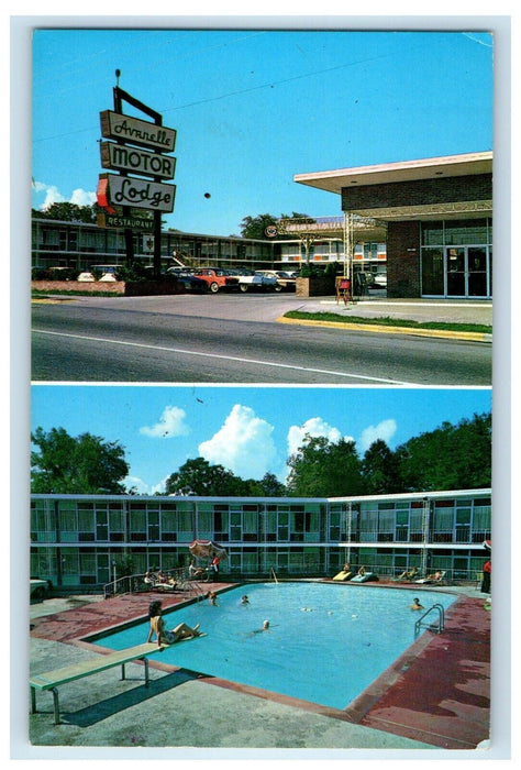 1967 Avanelle Motor Lodge Swimming Pool Hot Spring National Park AR Postcard