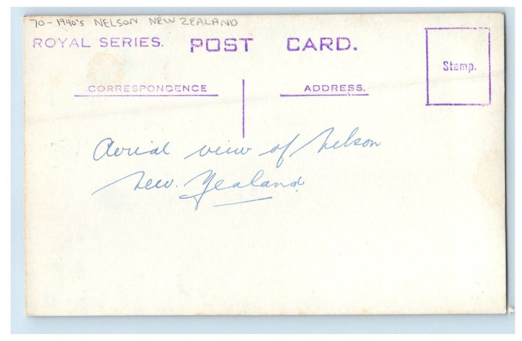 c1940's Aerial View Of Nelson New Zealand RPPC Photo Unposted Vintage Postcard