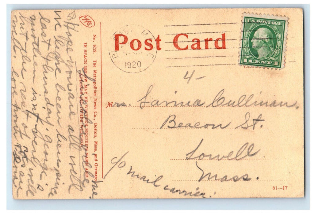 1920 River and Trees in Deering Park Portland Maine ME Posted Postcard