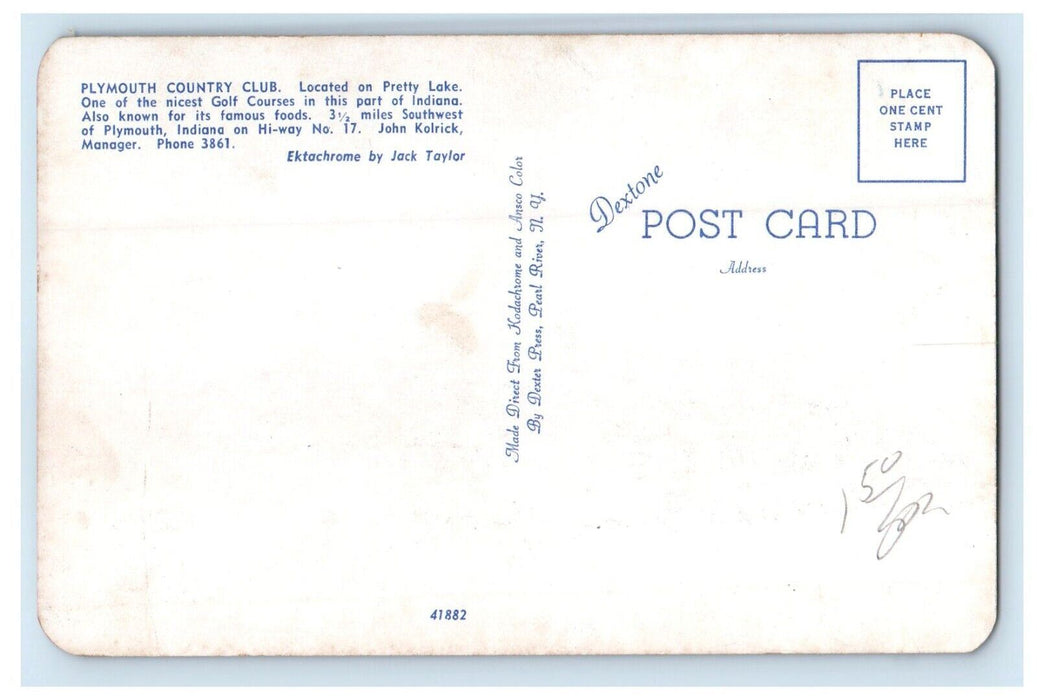 Plymouth Country Club Golf House Pretty Lake Indiana IN Vintage Postcard
