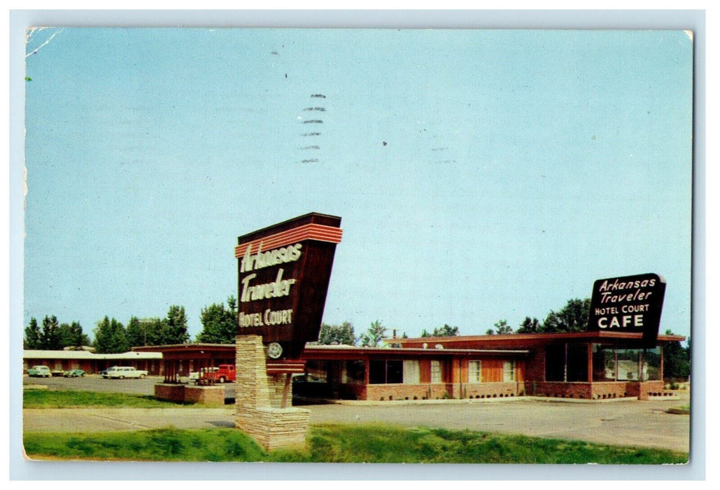 1956 Arkansas Traveler Hotel Court Car Little Rock AR Posted Vintage Postcard