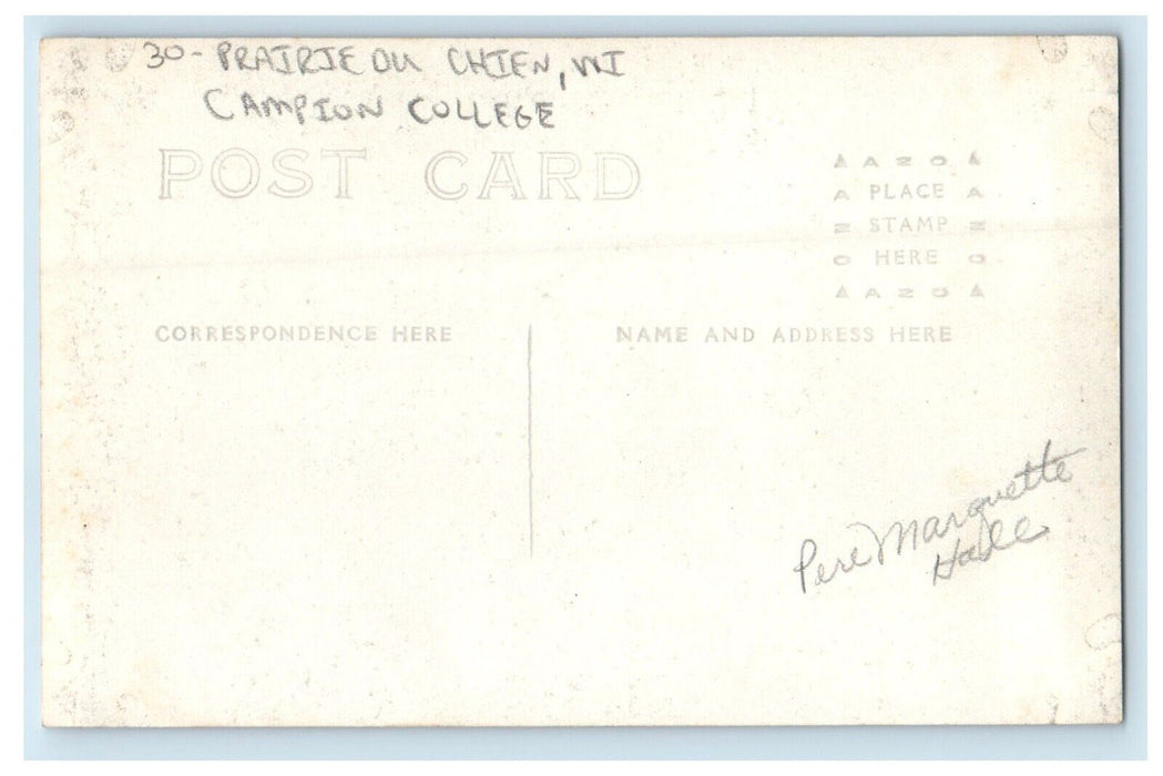 c1910's Prairie Du Chien Wisconsin WI, Campion College RPPC Photo Postcard