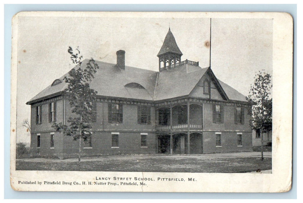 c1905 Lancy Street School Pittsfield Maine ME Pittsfield Drug Co. Postcard