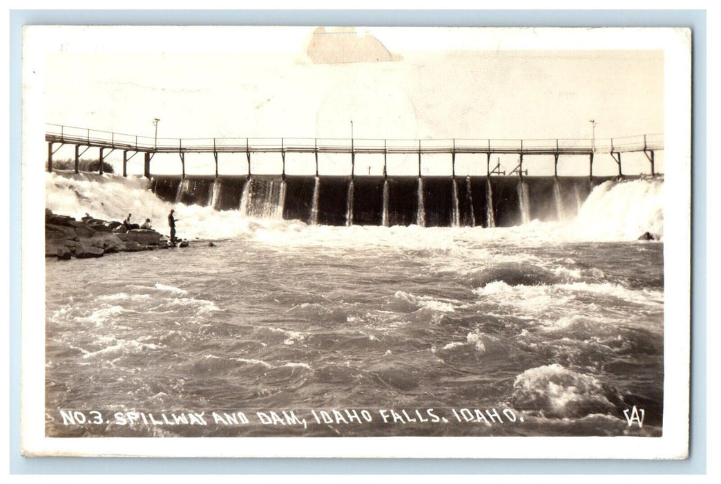 1941 View Of Spillway And Dam Idaho Falls ID RPPC Photo Posted Vintage Postcard