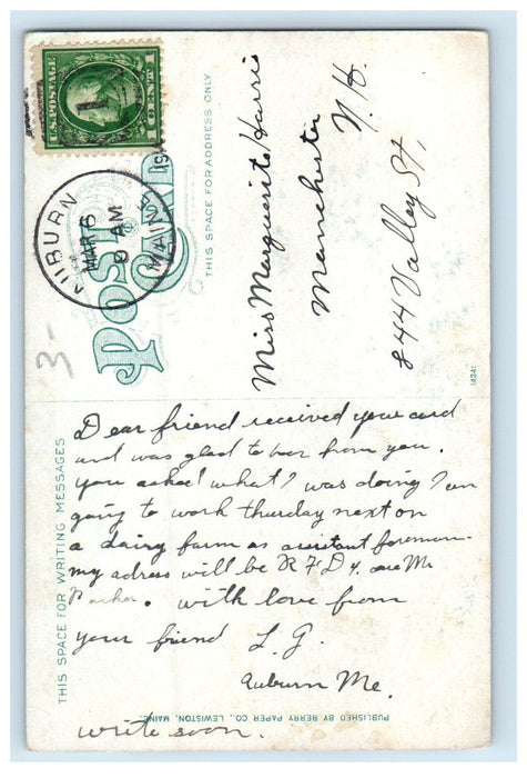 1911 Androscoggin from Switzerland Road, Lewiston ME Auburn ME Postcard