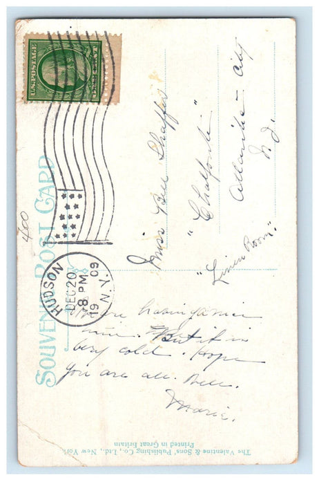 1909 The Promenade Looking North at Moonlight Hudson New York NY Postcard