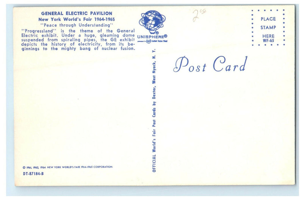 c1960s General Electric Pavilion New York World's Fair NY Unposted Postcard