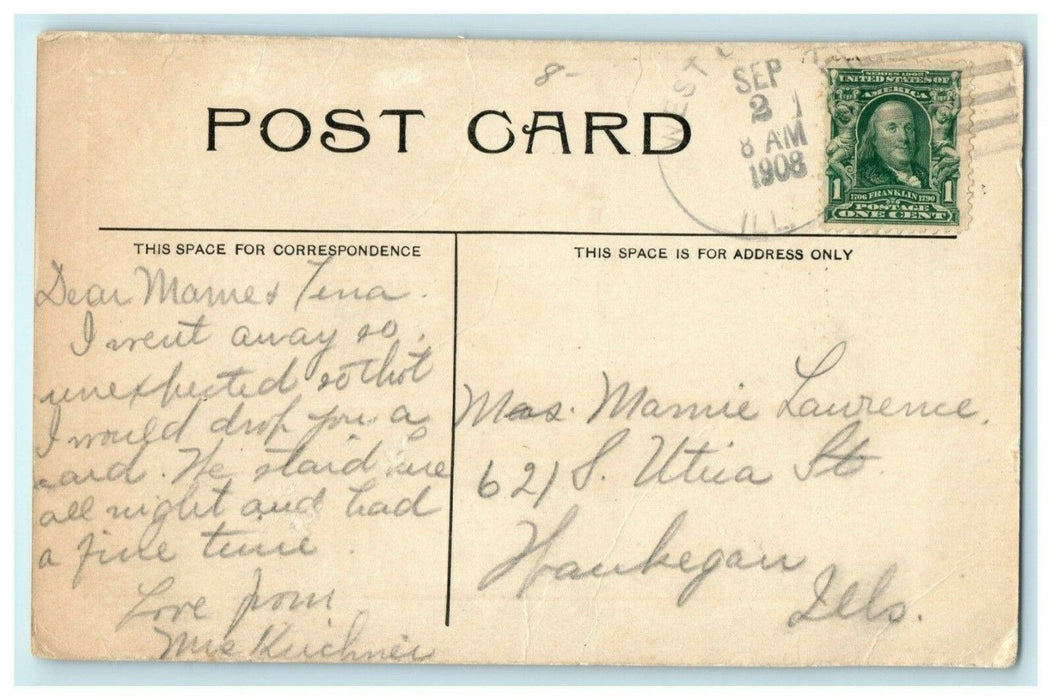 Catholic Church West Brooklyn Illinois 1908 Posted 1c Stamp Antique Postcard