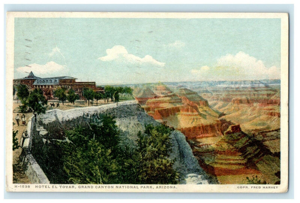 1926 Hotel El Tovar Grand Canyon National Park AZ Phostint Fred Harvey Postcard