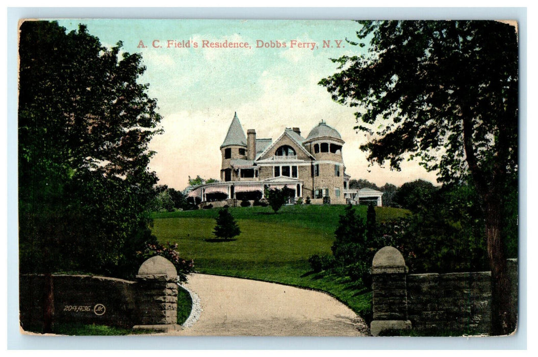 1911 AC Field's Residence Dobbs Ferry New York NY Posted Antique Postcard