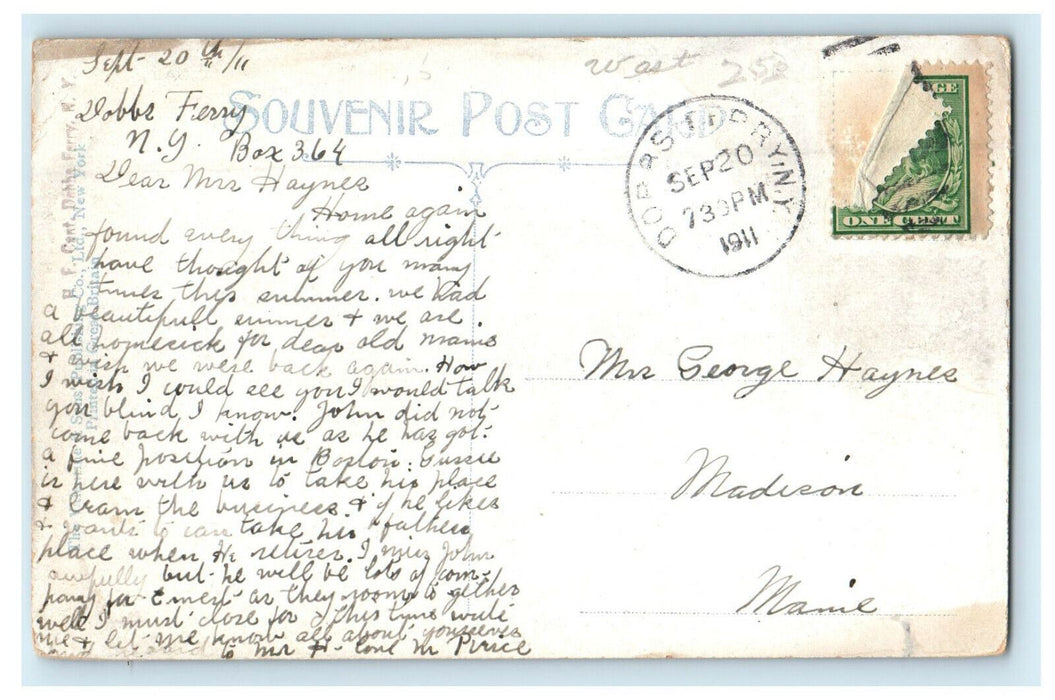 1911 AC Field's Residence Dobbs Ferry New York NY Posted Antique Postcard