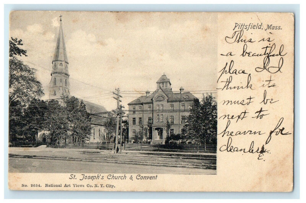 c1905 St Joseph's Church and Convent, Pittsfield, Massachusetts MA Postcard