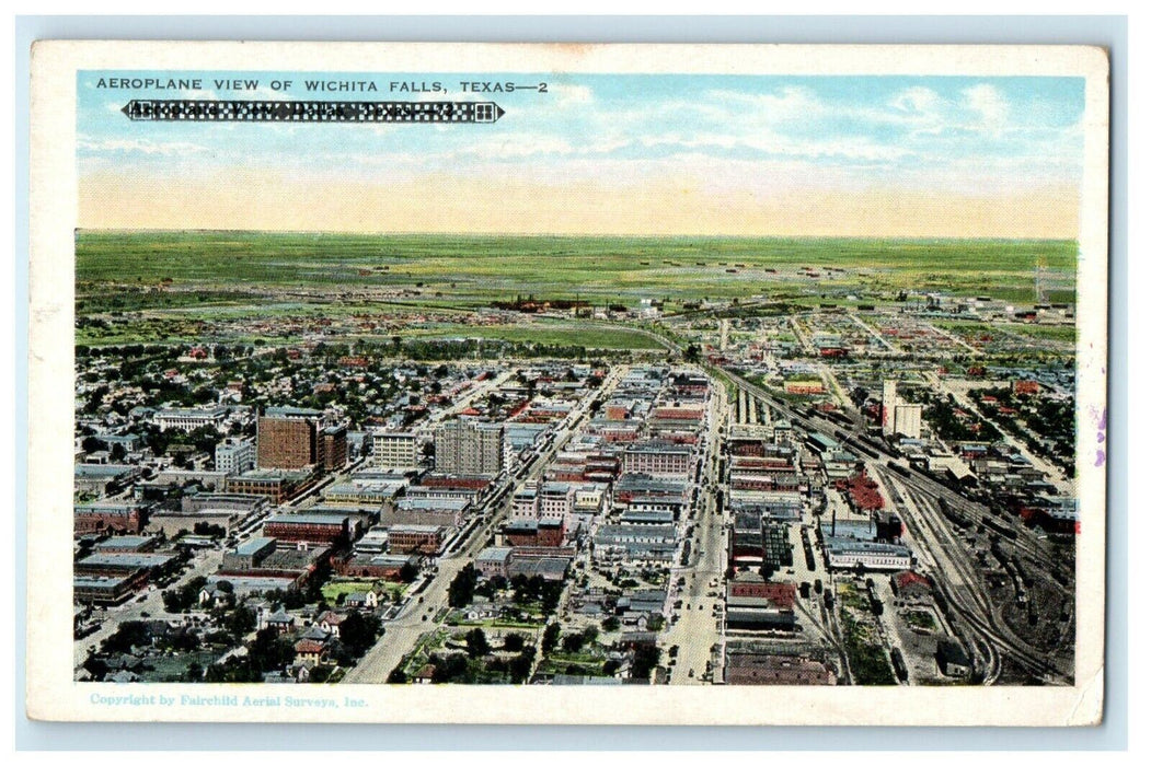 c1910 Aeroplane View Of Wichita Falls Texas TX Unposted Antique Postcard