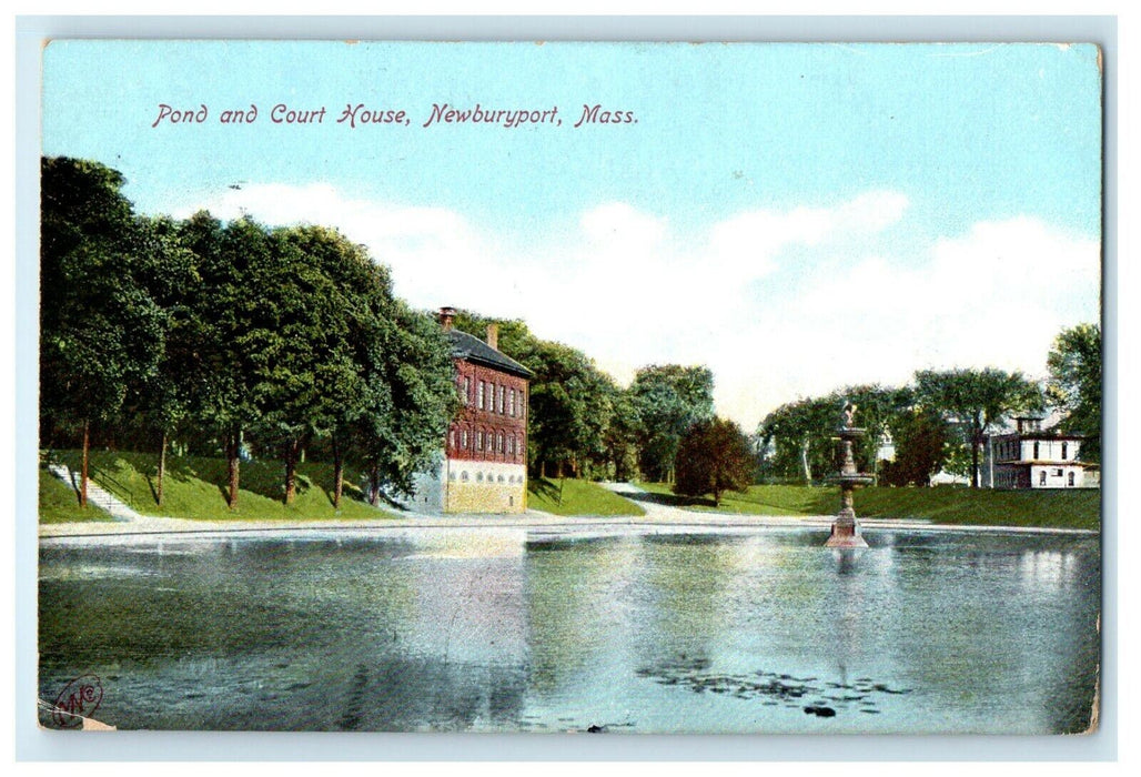 1908 Pond And Court House Newburyport Massachusetts MA Posted Antique Postcard