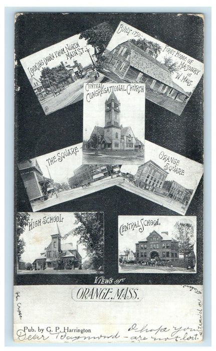 c1907 Multiview of Places in Orange Massachusetts MA Posted Antique Postcard