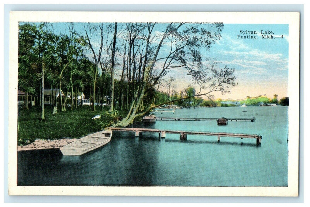 c1910 View Of Sylvan Lake Boat Pontiac Michigan MI Unposted Antique Postcard