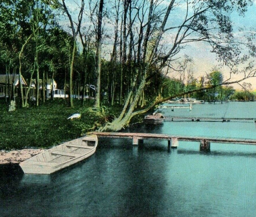 c1910 View Of Sylvan Lake Boat Pontiac Michigan MI Unposted Antique Postcard