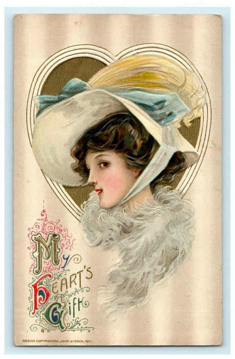 John Winsch Valentine Victorian Woman Big Hat Washington DC 1913 Postcard