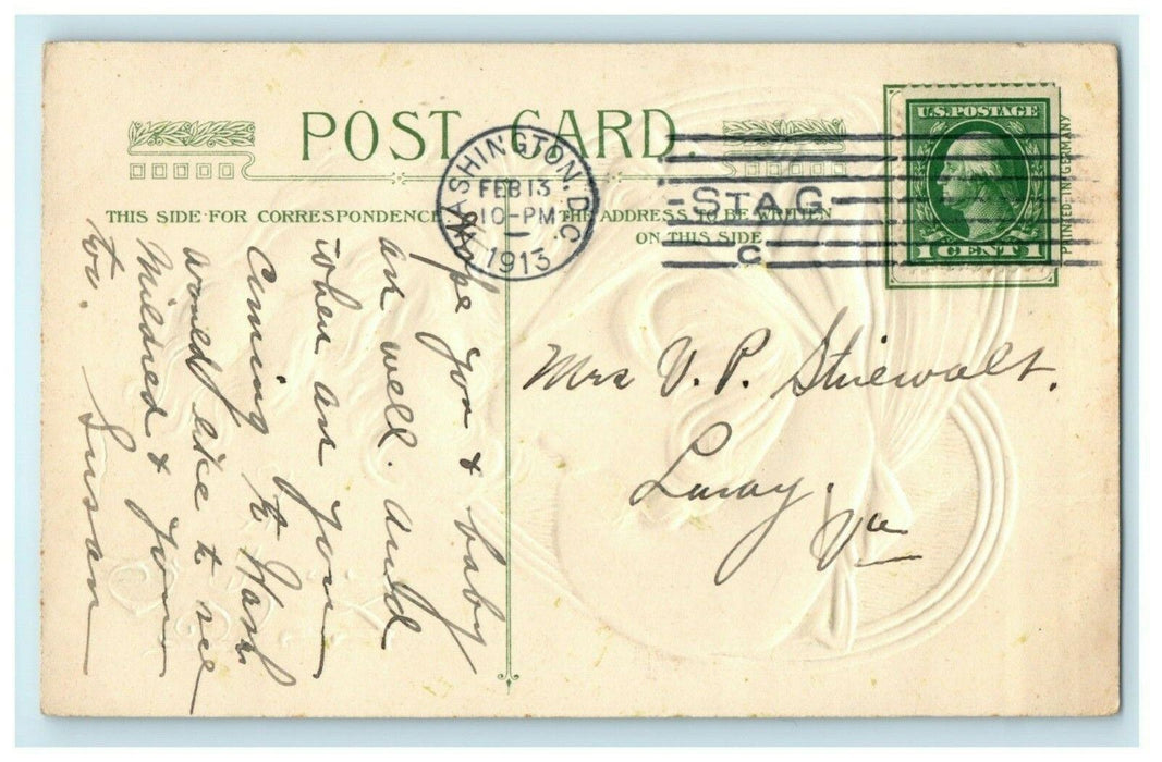 John Winsch Valentine Victorian Woman Big Hat Washington DC 1913 Postcard