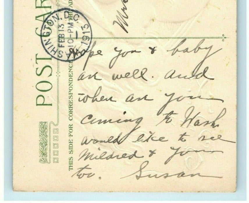 John Winsch Valentine Victorian Woman Big Hat Washington DC 1913 Postcard