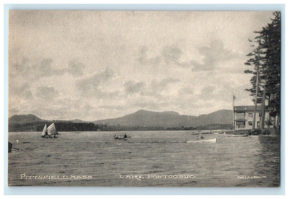 c1910 Scene in Lake Pontoosuc, Pittsfield, Massachusetts MA Antique Postcard