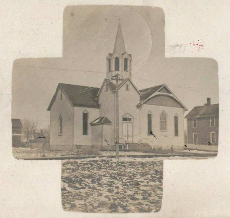 1st Kempton Church Illinois Cross 1905 Antique RPPC Photo Postcard