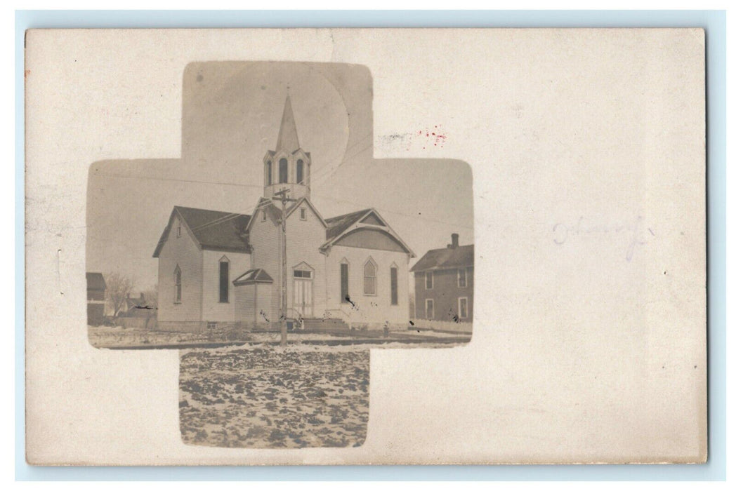 1st Kempton Church Illinois Cross 1905 Antique RPPC Photo Postcard