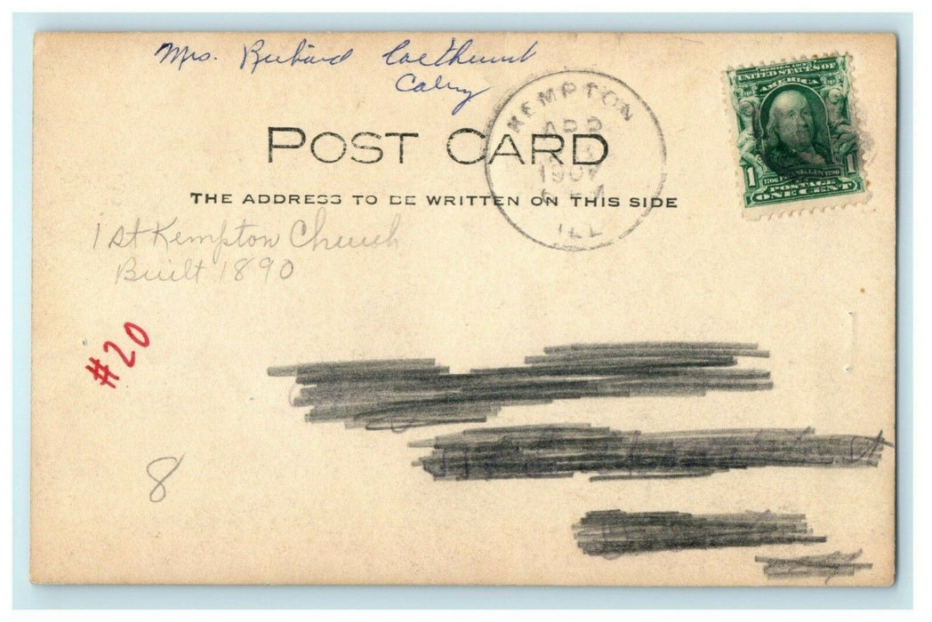 1st Kempton Church Illinois Cross 1905 Antique RPPC Photo Postcard