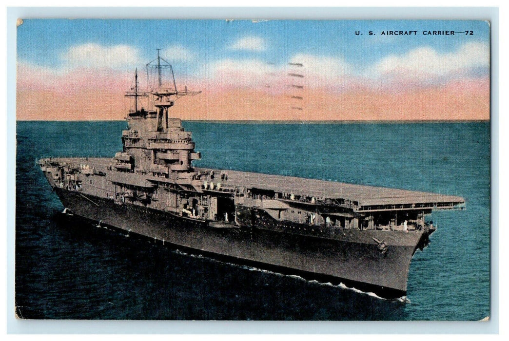 1944 U.S Aircraft Carrier Military Ship WWII Hawaii Vintage Soldier Postcard