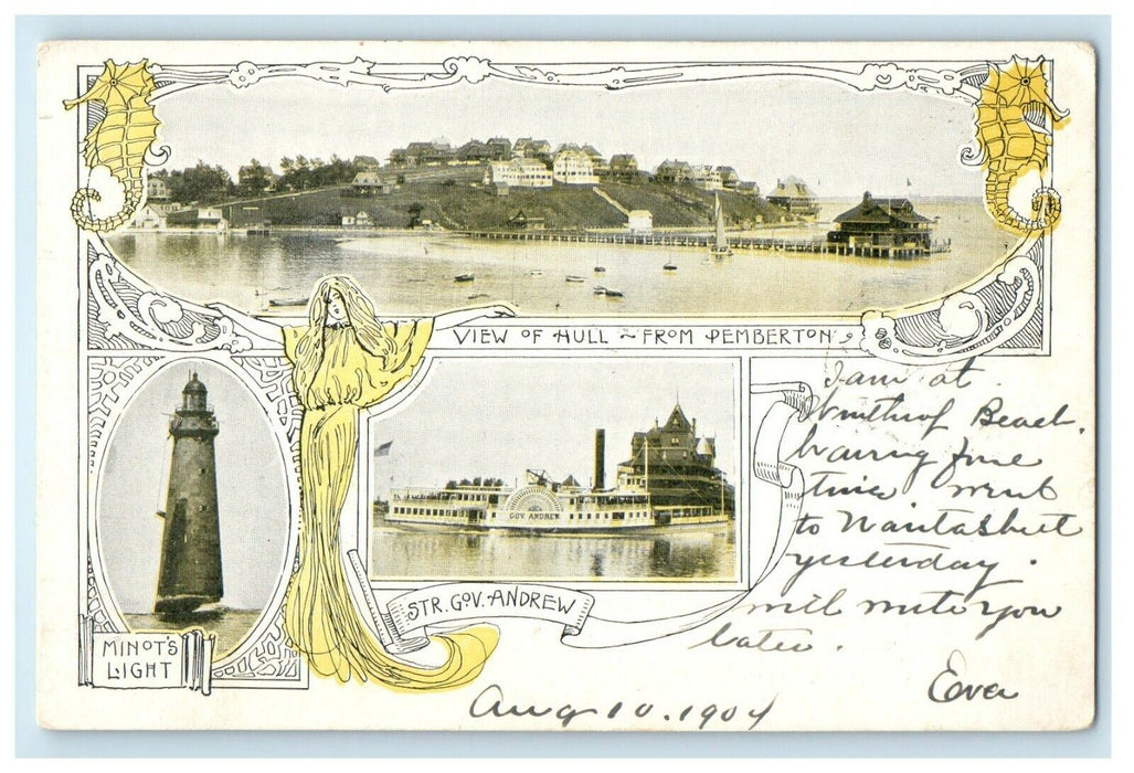 c1905 Multiview Hull from Pemberton, Massachusetts MA Antique Posted Postcard